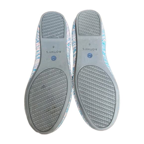 Rothys The Flat Women's Size 8 Turquoise Melange Round Toe Flat Slip On Shoes - Picture 5 of 8